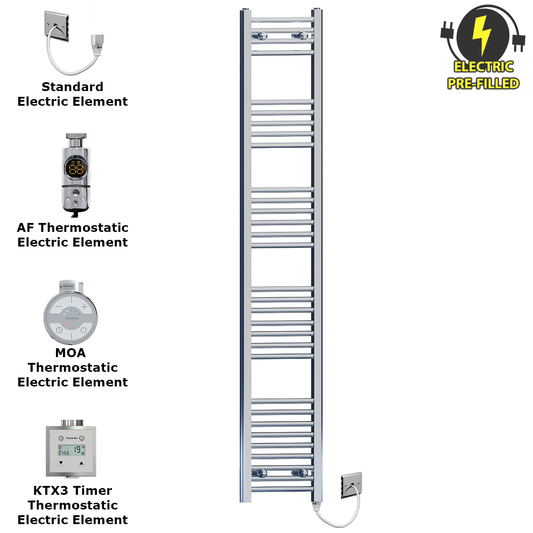 350mm x 1800mm Chrome Electric Heated Towel Rail Radiator
