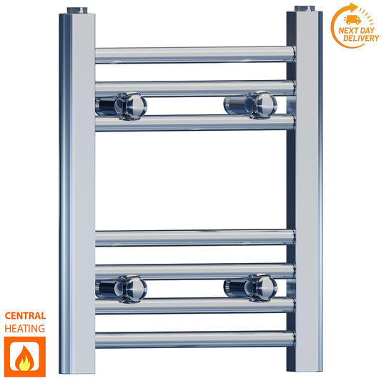 350mm x 400mm Small Chrome Heated Towel Rail Radiator