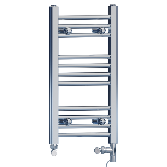 300mm x 600mm Dual Fuel Small Chrome Heated Towel Rail Radiator