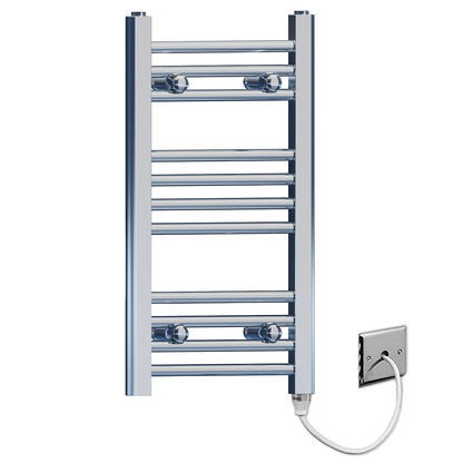  350mm x 600mm Small Chrome Electric Heated Towel Rail Radiator 