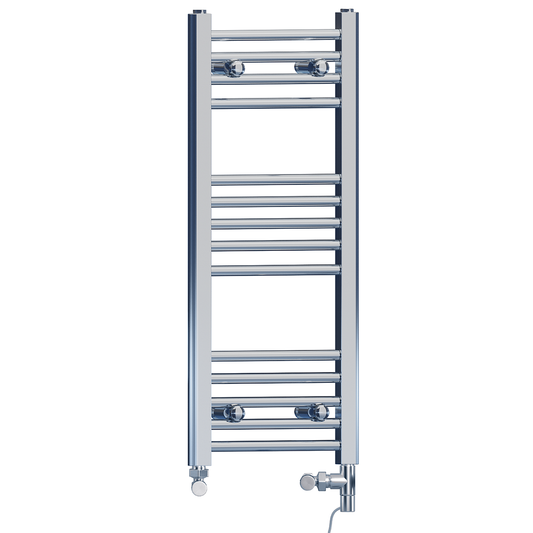 300mm x 800mm Dual Fuel Small Chrome Heated Towel Rail Radiator