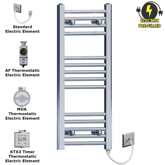 350mm x 800mm Small Chrome Electric Heated Towel Rail Radiator
