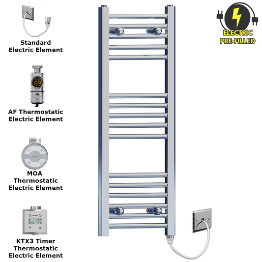 300mm x 900mm Small Chrome Electric Heated Towel Rail Radiator