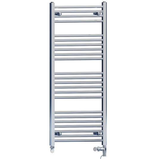 550mm x 1200mm Dual Fuel Chrome Heated Towel Rail Radiator