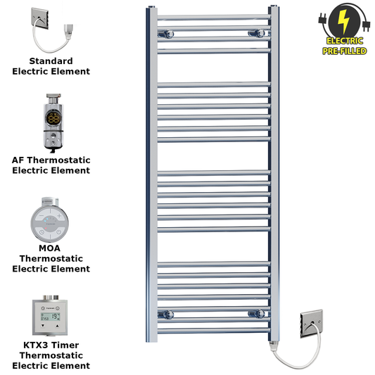 500mm x 1200mm Chrome Electric Heated Towel Rail Radiator