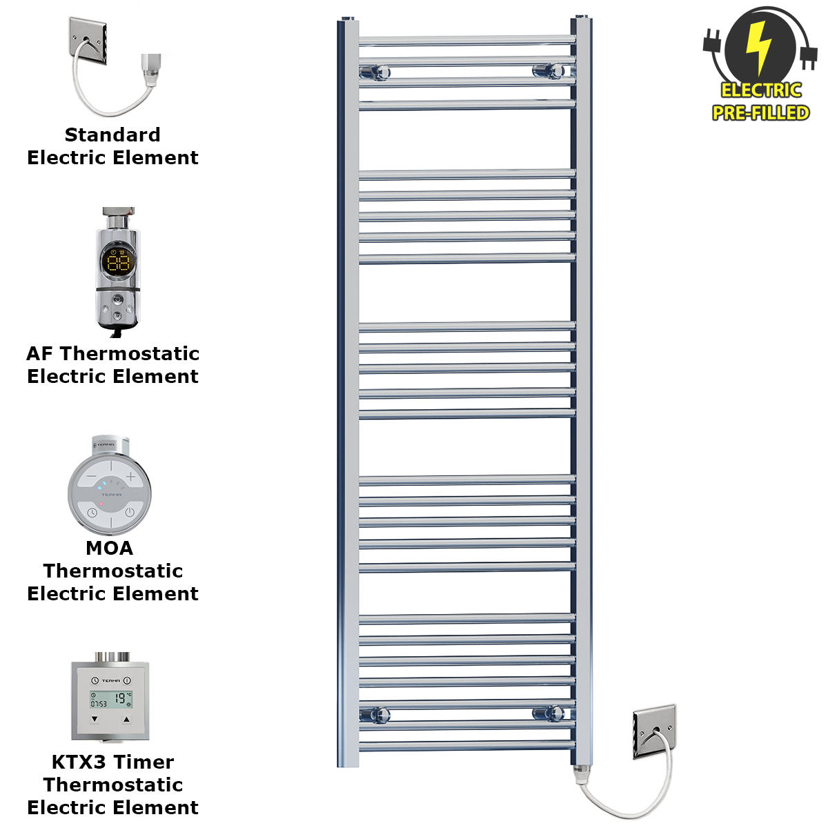 FC45 140 Chrome Towel Rail Radiator Warmer Heater Electric Thermostatic Timer Terma MOA AF PFS 3d579488 b070 4e4c b7fb da7b6e568349