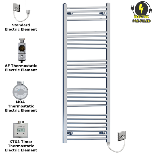550mm x 1400mm Chrome Electric Heated Towel Rail Radiator