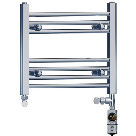400mm x 400mm Dual Fuel Small Chrome Heated Towel Rail Radiator