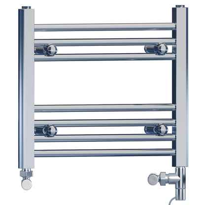  500mm x 400mm Dual Fuel Small Chrome Heated Towel Rail Radiator 