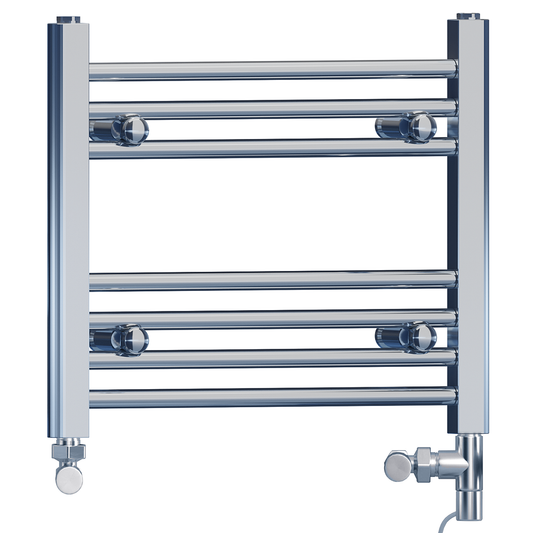 500mm x 400mm Dual Fuel Small Chrome Heated Towel Rail Radiator
