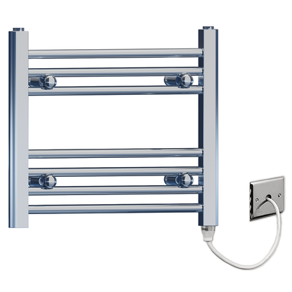  500mm x 400mm Small Chrome Electric Heated Towel Rail Radiator 