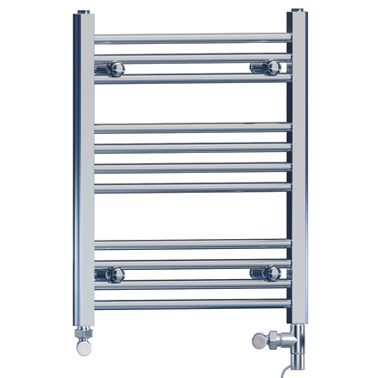  400mm x 600mm Dual Fuel Small Chrome Heated Towel Rail Radiator 