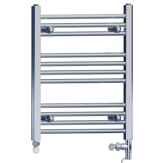 400mm x 600mm Dual Fuel Small Chrome Heated Towel Rail Radiator