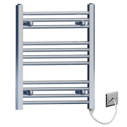  450mm x 600mm Small Chrome Electric Heated Towel Rail Radiator 