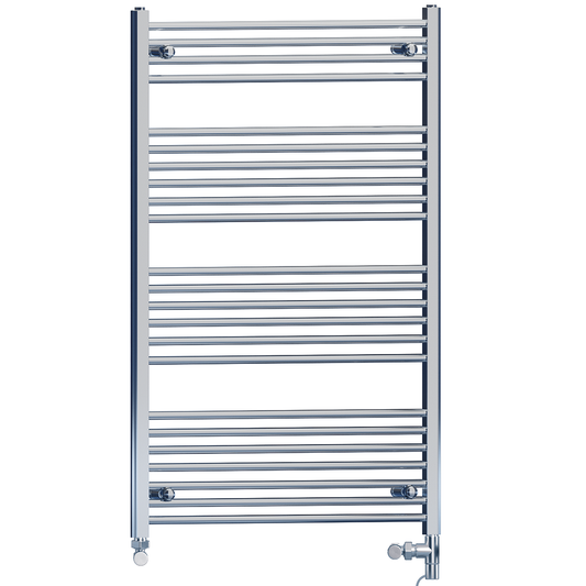 800 x 1200mm Straight Chrome Heated Towel Rail Radiator 800mm x 1200mm Dual Fuel