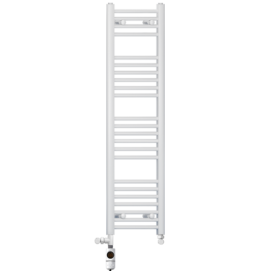 400mm x 1200mm Dual Fuel White Heated Towel Rail Radiator
