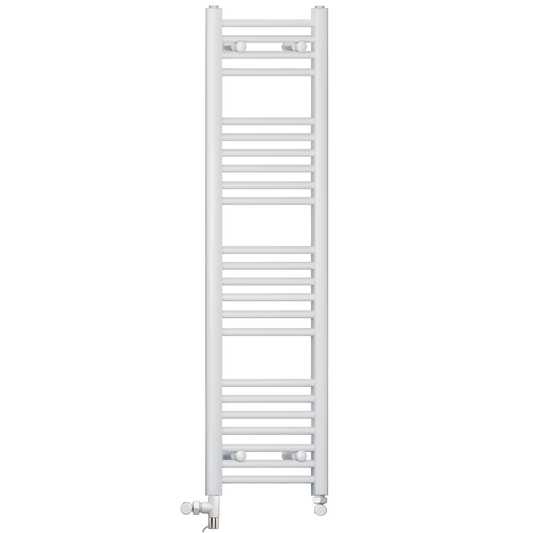 400mm x 1200mm Dual Fuel White Heated Towel Rail Radiator