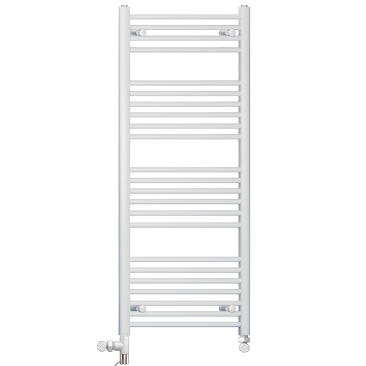 550mm x 1200mm Dual Fuel White Heated Towel Rail Radiator