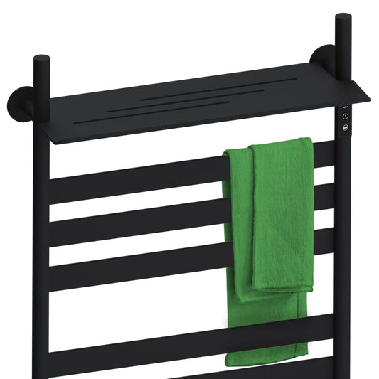 500 x 900mm Black Electric Dry Heating Towel Rail Radiator With a Top Shelf GD Model