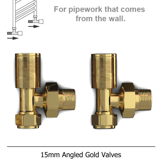 15mm Modern Gold Angled Radiator Valves (Pair)