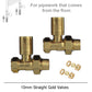 10mm Modern Gold Straight Radiator Valves (Pair) 