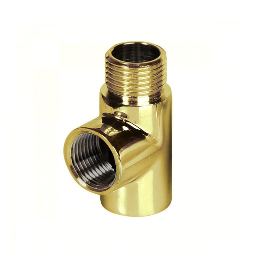 Gold Dual Fuel T Piece Connector for Towel Rail Heating Element
