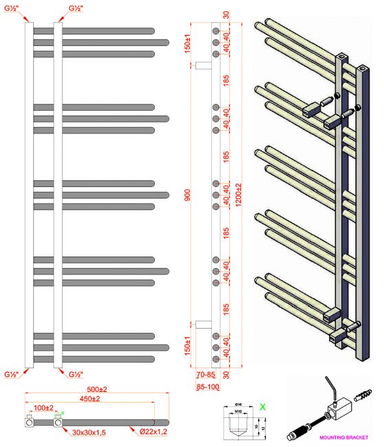 HOME NERISSA 500x1200mm O22x12 15 PIPES fc24f909 41b6 4bd6 8abb 3af0c66c0137