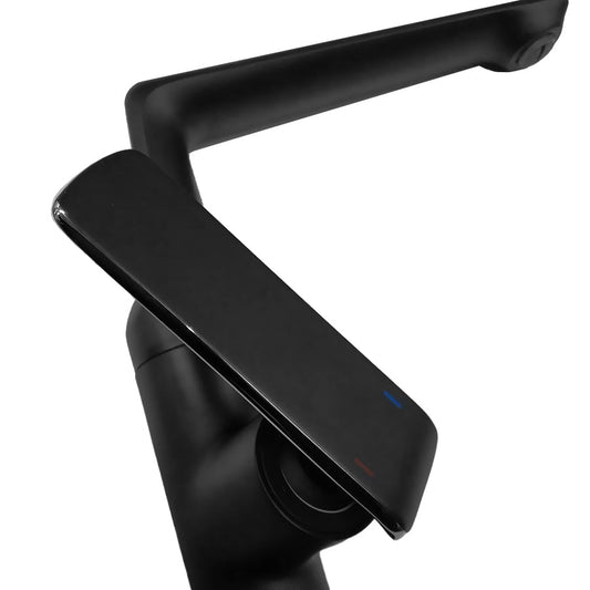 Elegant Black Brass Bathroom Tap with 360° Swivel Head Model Kpy 7248 M7348