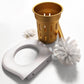 Gold Toilet Brush Holder with White Detail 
