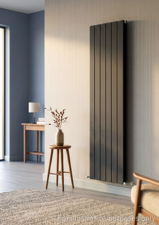 407mm x 1800mm Double Aluminium Radiator In Anthracite Grey Model Lena