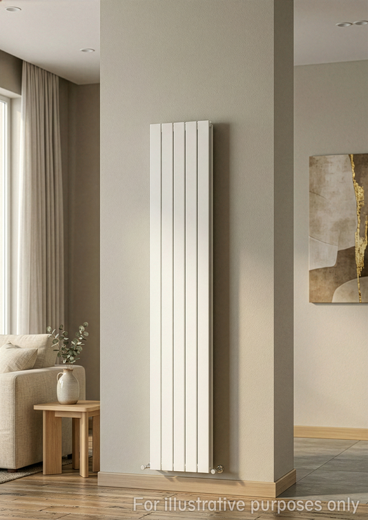 305mm x 1800mm Double Aluminium Radiator In White Model Lena