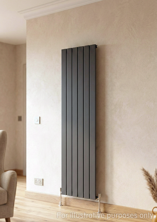 305mm x 1800mm Single Aluminium Radiator In Anthracite Grey Model Lena
