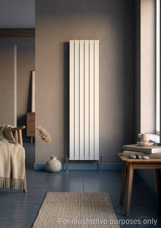407mm x 1800mm Single Aluminium Radiator In White Model Lena