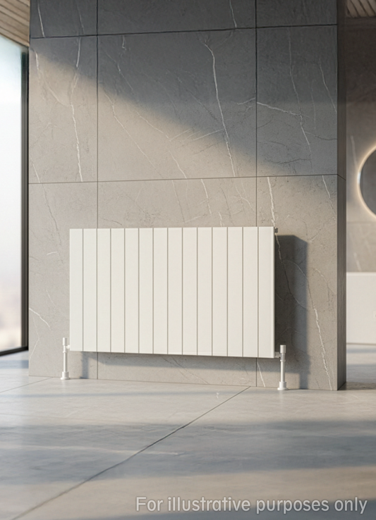 1022mm x 600mm Single Aluminium Radiator In White Model Lena