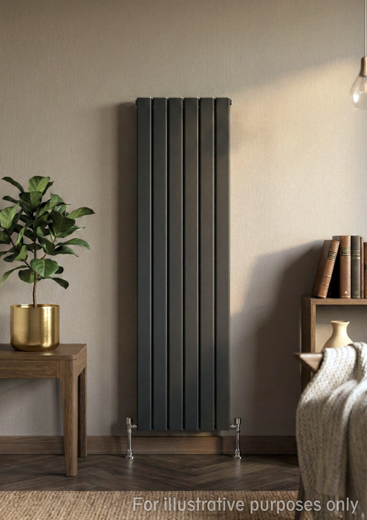 305mm x 1800mm Double Aluminium Radiator In Anthracite Grey Model Mira
