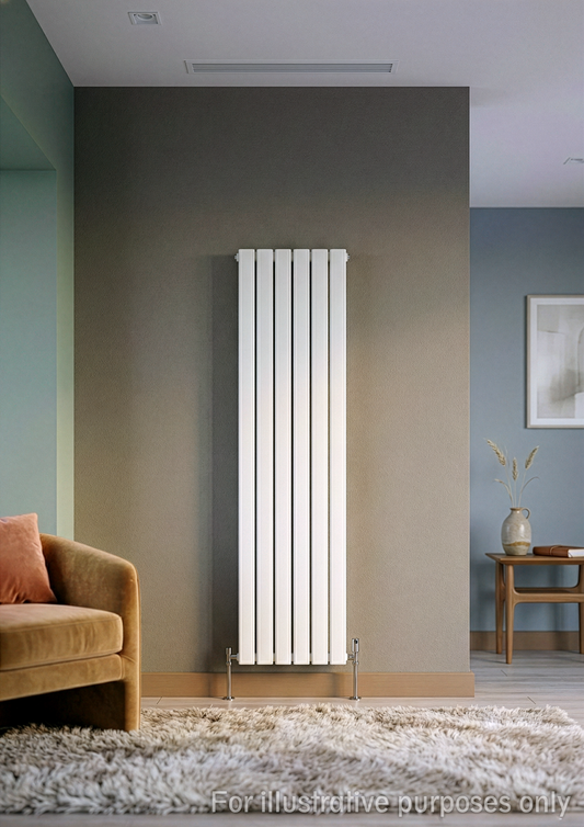 305mm x 1800mm Double Aluminium Radiator In White Model Mira