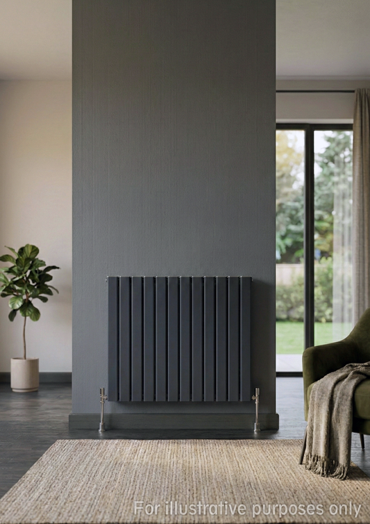 1022mm x 600mm Double Aluminium Radiator In Anthracite Grey Model Mira