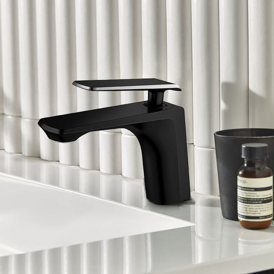 Elegant Black Brass Bathroom Tap with Silver Detail Model Kpy 1248548Bc