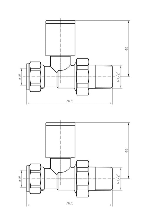 15mm Straight Gold Radiator Valves (Pair)