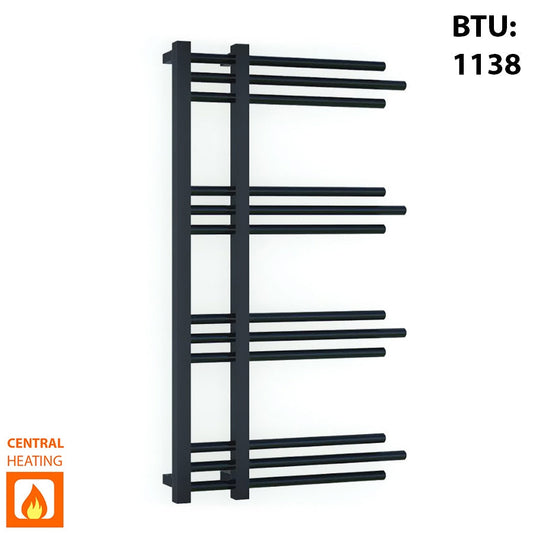 Small 500mm x 900mm Sydney Matt Black Designer Heated Towel Rail Radiator