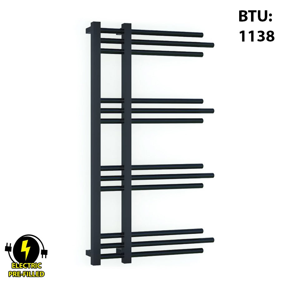 Small 500mm Wide – 900mm Sydney Electric Matt Black Designer Heated Towel Rail Radiator