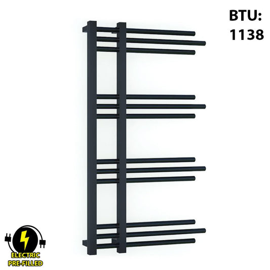 Small 500mm Wide – 900mm Sydney Electric Matt Black Designer Heated Towel Rail Radiator