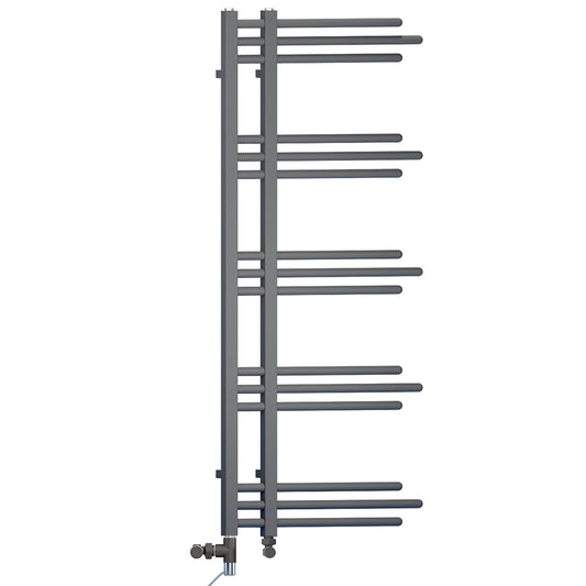 500 x 1200mm Small Sydney Anthracite Grey Dual Fuel Designer Heated Towel Rail