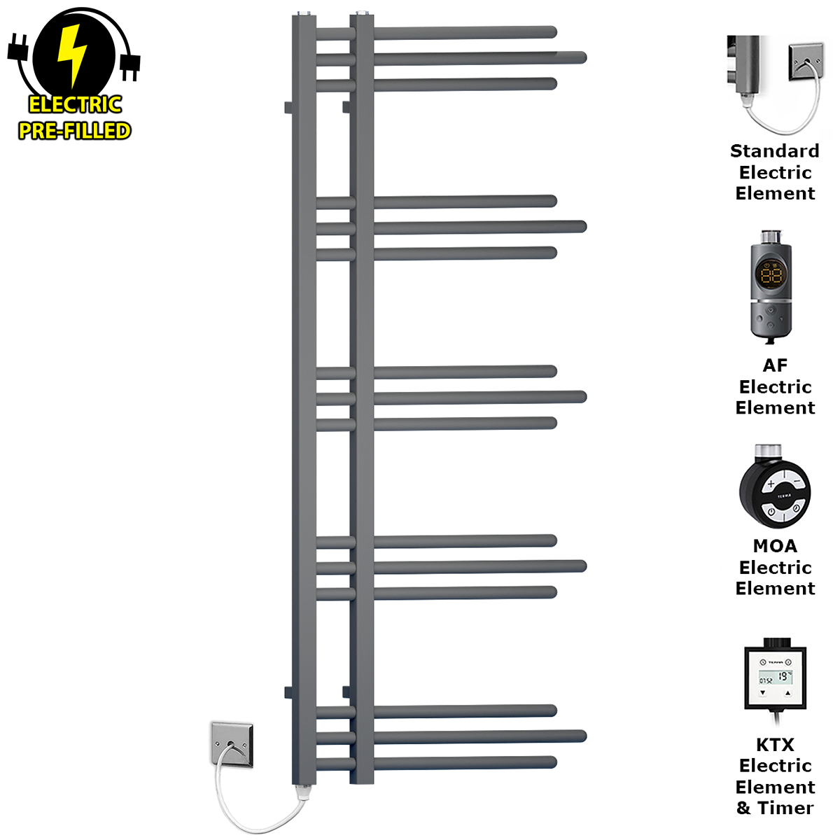 SYDNEY 50 120 Anthracite Standard Manual PFS Modern Towel Rail Radiator Pre Filled Electric c3a084dd 180d 4aa7 811e 8e0b79414e0a