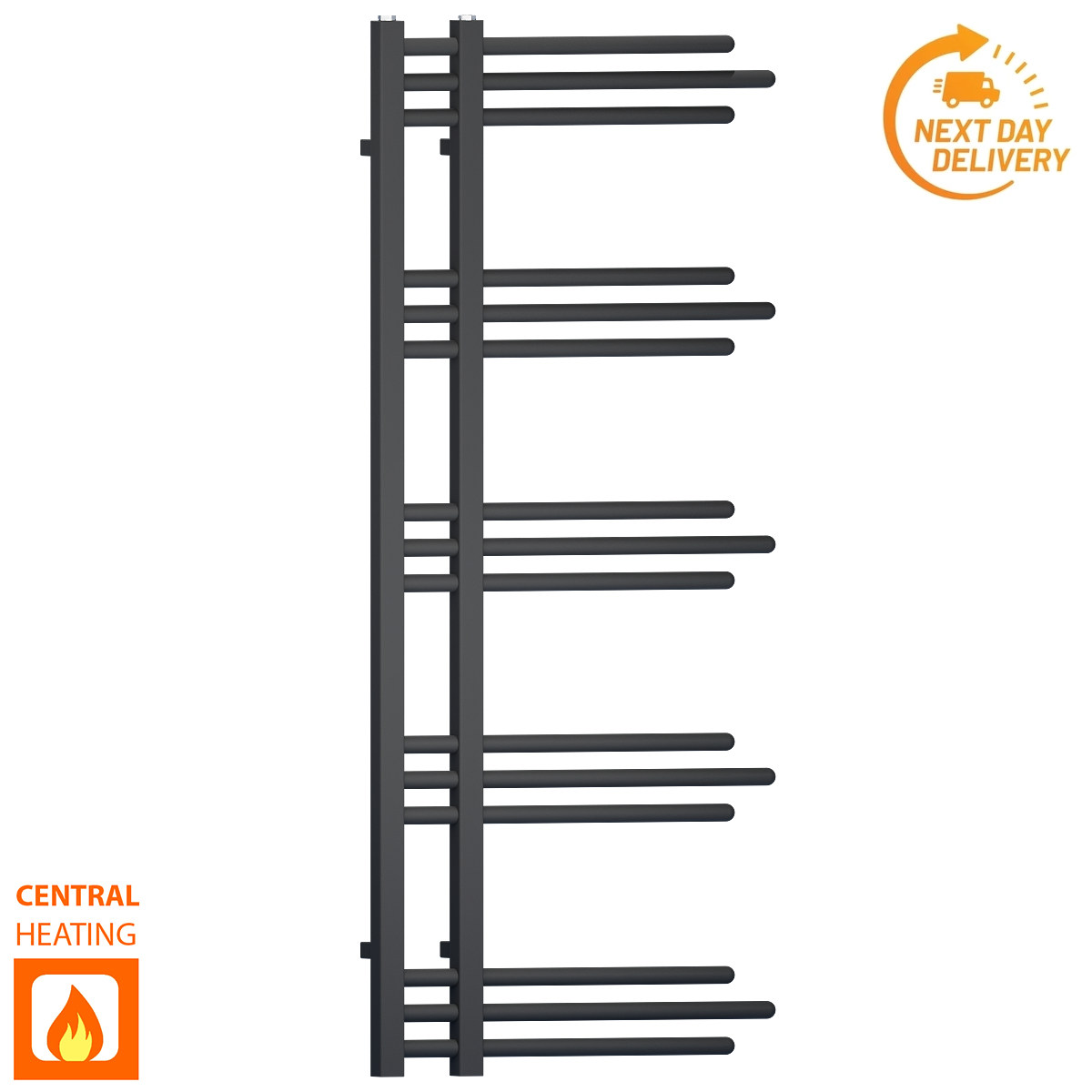 SYDNEY 50 120 BLACK Modern Towel Rail Radiator For Central Heating Bathroom