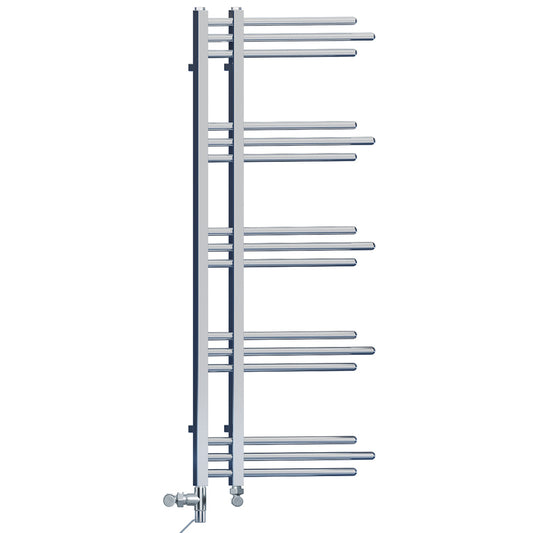 500 x 1200mm Small Sydney Chrome Dual Fuel Designer Heated Towel Rail