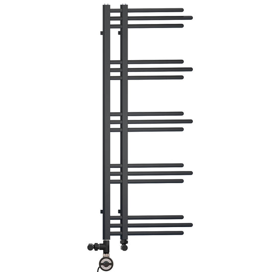500 x 1200mm Small Sydney Matt Black Dual Fuel Designer Heated Towel Rail