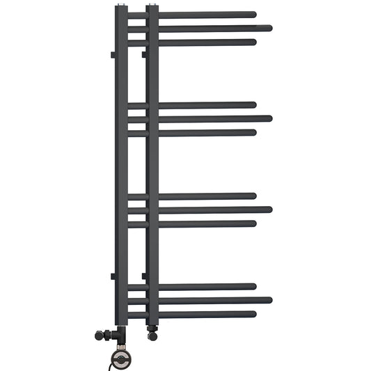 500 x 900mm Small Sydney Matt Black Dual Fuel Designer Heated Towel Rail