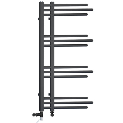  500 x 900mm Small Sydney Matt Black Dual Fuel Designer Heated Towel Rail 