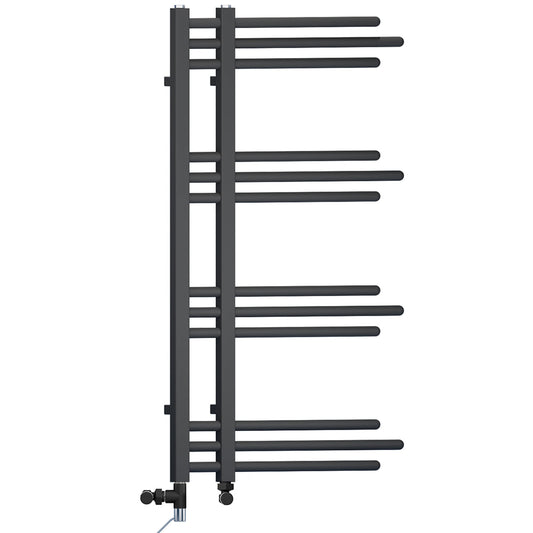 500 x 900mm Small Sydney Matt Black Dual Fuel Designer Heated Towel Rail